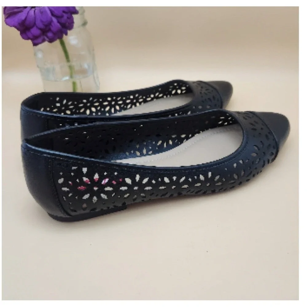 UNIONBAY black cap toe perforated flats shoes womens‎ size 8